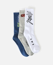Load image into Gallery viewer, RETRO CREW SOCK 3-PK GREY HEATHER