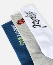 Load image into Gallery viewer, RETRO CREW SOCK 3-PK GREY HEATHER