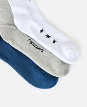 Load image into Gallery viewer, RETRO CREW SOCK 3-PK GREY HEATHER