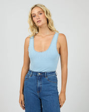 Load image into Gallery viewer, WASHED RIB LACE TOP - BLUE