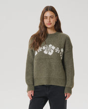 Load image into Gallery viewer, CALA NIGHTS HIBISCUS KNIT CREW - MOSS
