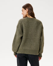 Load image into Gallery viewer, CALA NIGHTS HIBISCUS KNIT CREW - MOSS
