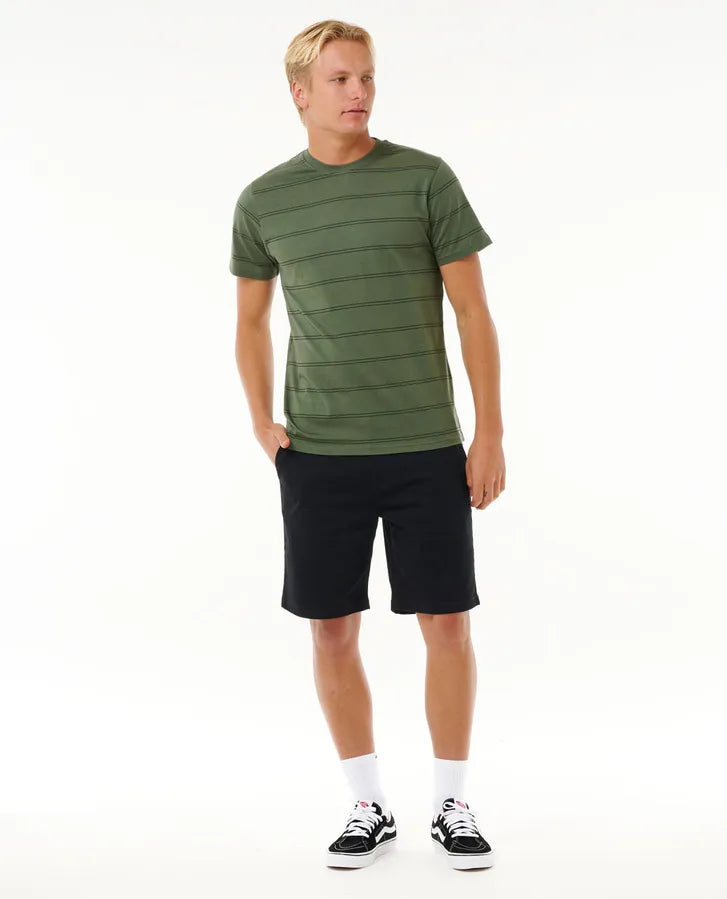 PLAIN STRIPE TEE 2 FOR $60 - DARK OLIVE