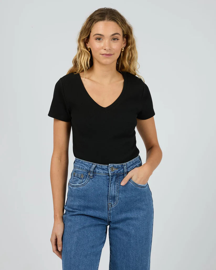 LOTTIE V-NECK TEE 2 FOR $60 - BLK