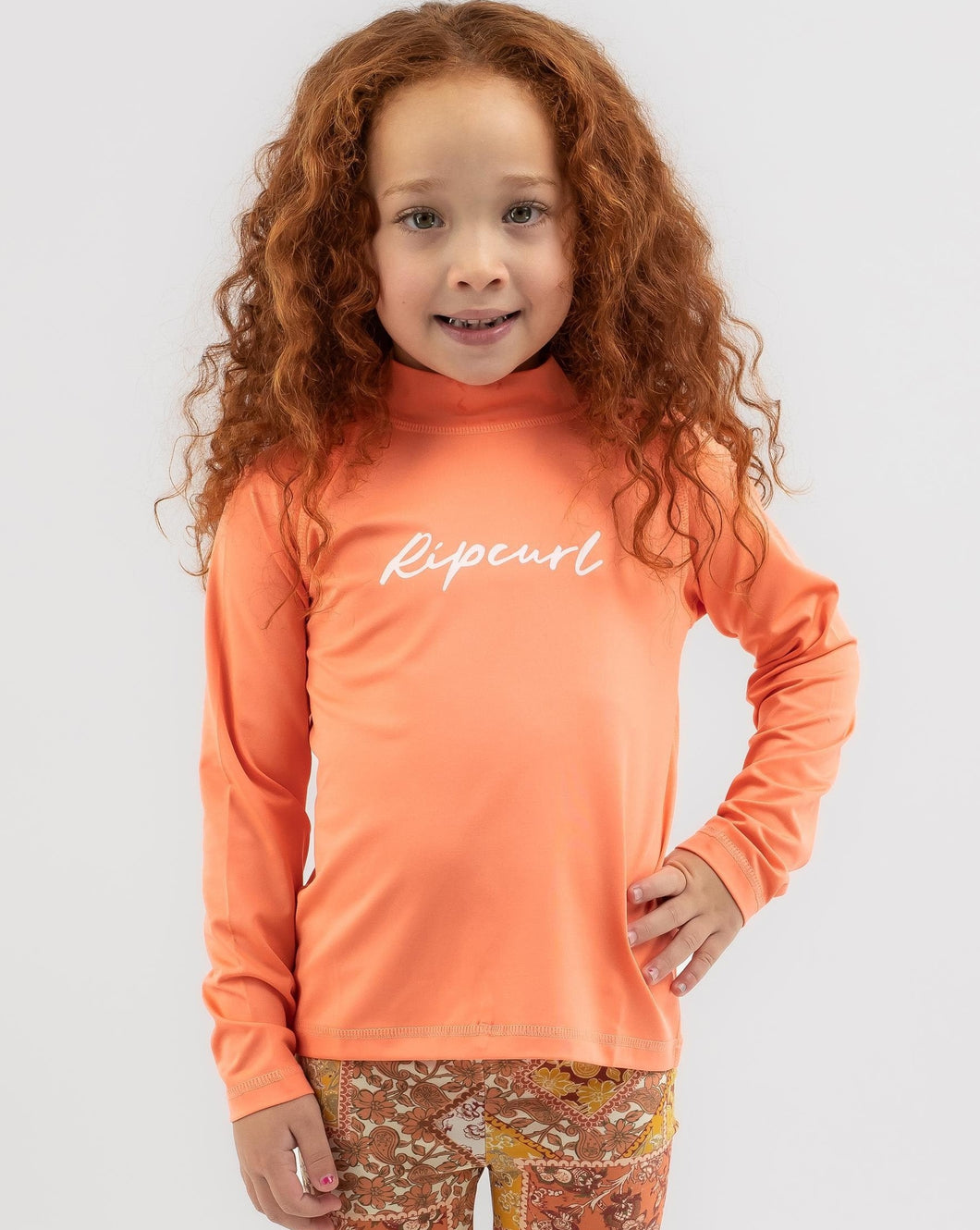 L/S SCRIPT RASH VEST GIRL - CORAL