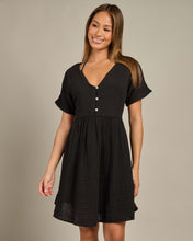 Load image into Gallery viewer, PREMIUM SURF DRESS - BLACK WITH BUTTONS
