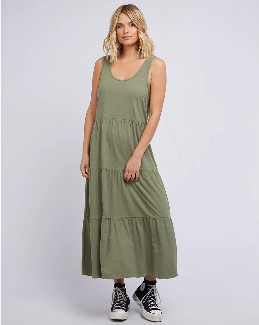 AAE LINEN MIDI DRESS - KHAKI