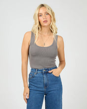 Load image into Gallery viewer, WASHED RIB SCOOP NECK TANK - CHARCOAL
