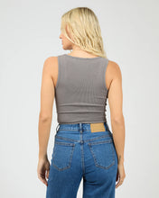 Load image into Gallery viewer, WASHED RIB SCOOP NECK TANK - CHARCOAL
