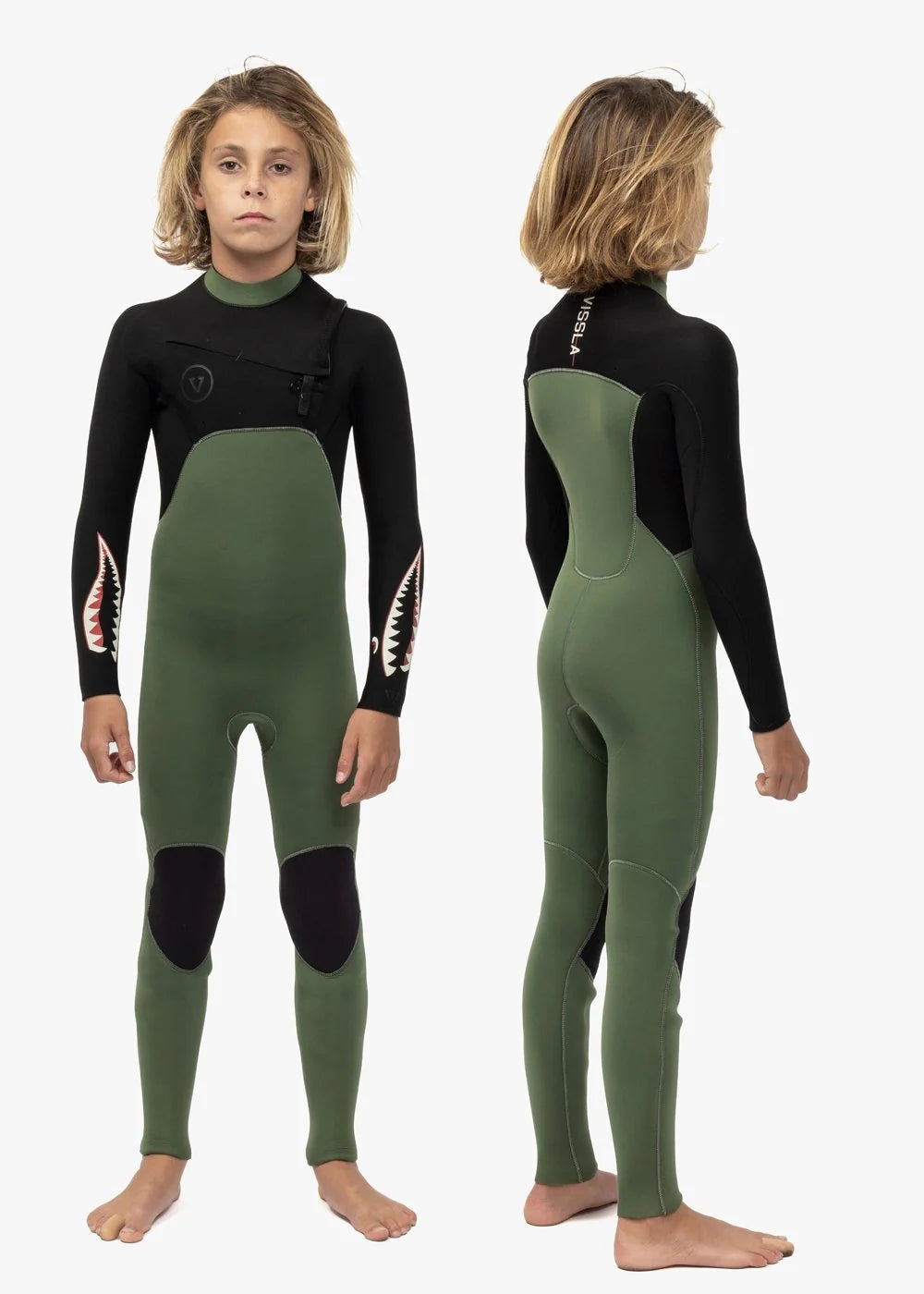 VISSLA BOYS 7 SEAS WARBIRD 3-2 FULL CHEST ZIP - MIL