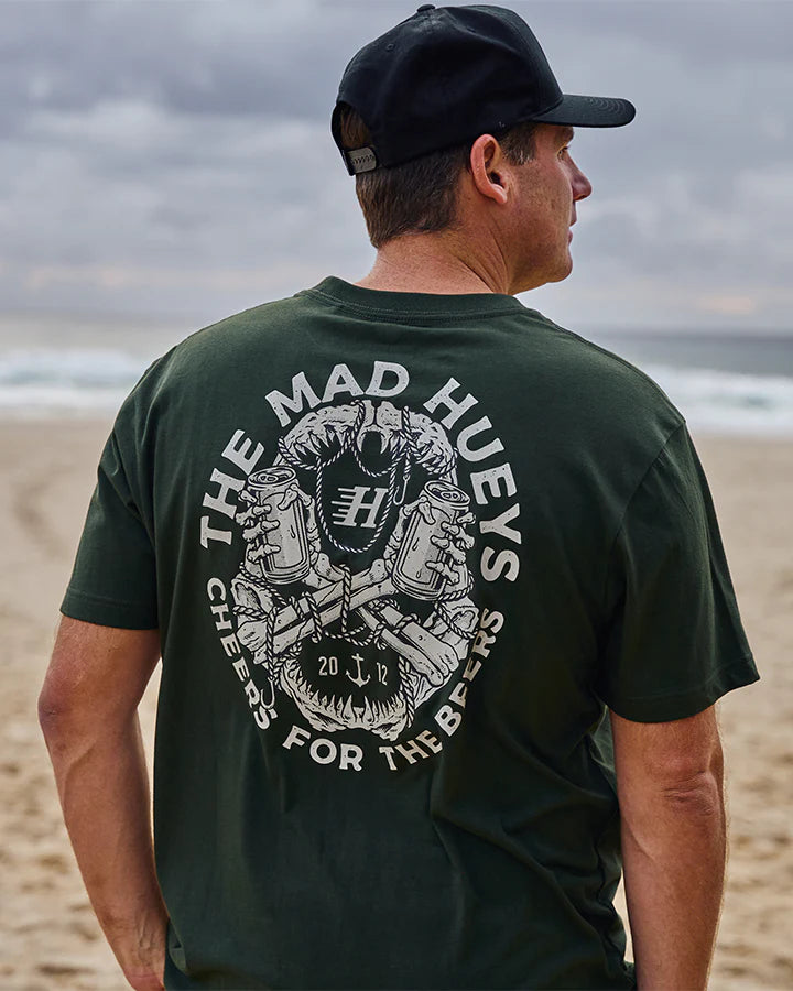 CHEERS AND BEERS  SS TEE GREEN OIL