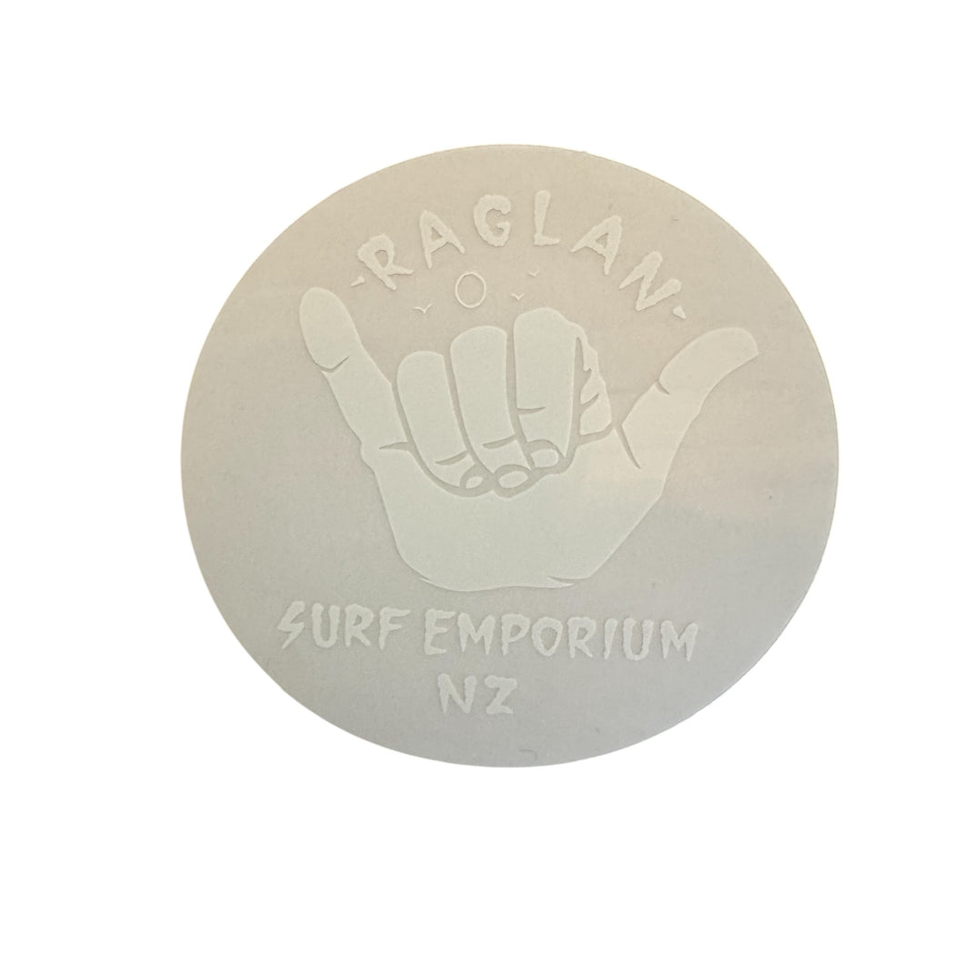 Small RSE Shaka White Clear Sticker