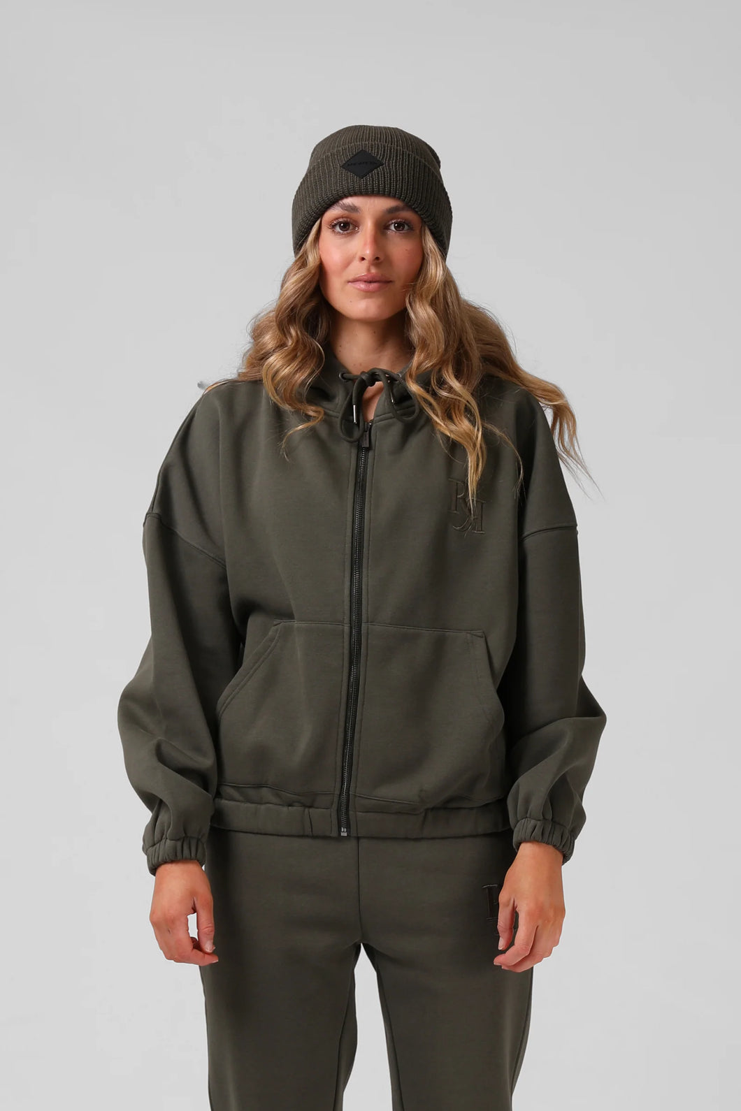 BINATE ZIP THRU HOOD - DUSTY OLIVE