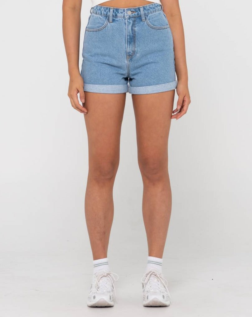 CYPRUS HIGH DENIM SHORT - BLUE LAGOON