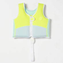 Load image into Gallery viewer, SALTY THE SHARK SWIM VEST 2-3 AQUA NEONE YELLOW

