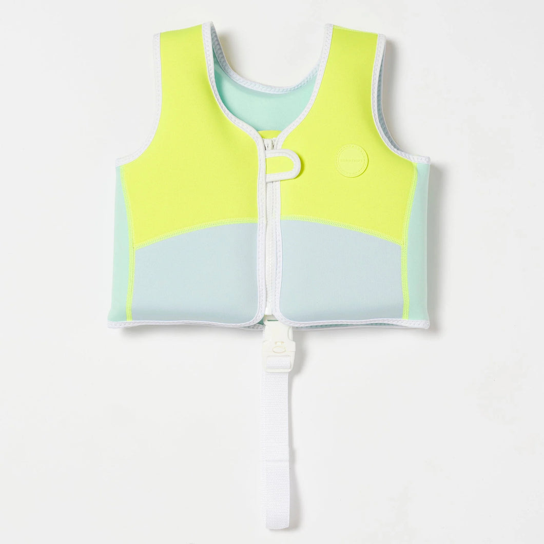 SALTY THE SHARK SWIM VEST 2-3 AQUA NEONE YELLOW