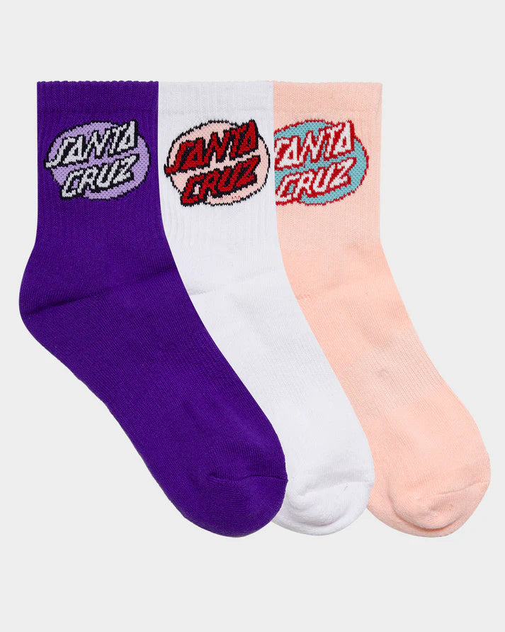 OVAL DOT MID YOUTH SOCK 3 PACK - PNK CRAL WHT - IRS