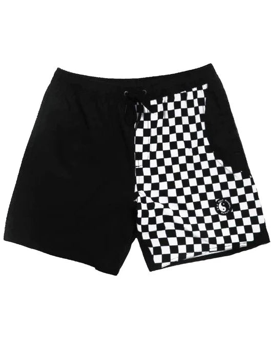 Boys Yin Yang Beach Short - Black Check