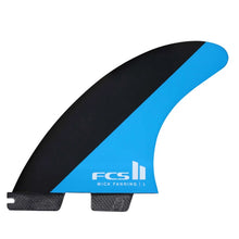Load image into Gallery viewer, FCS II MICK FANNING PC TRI FINS - BLACK/BLUE
