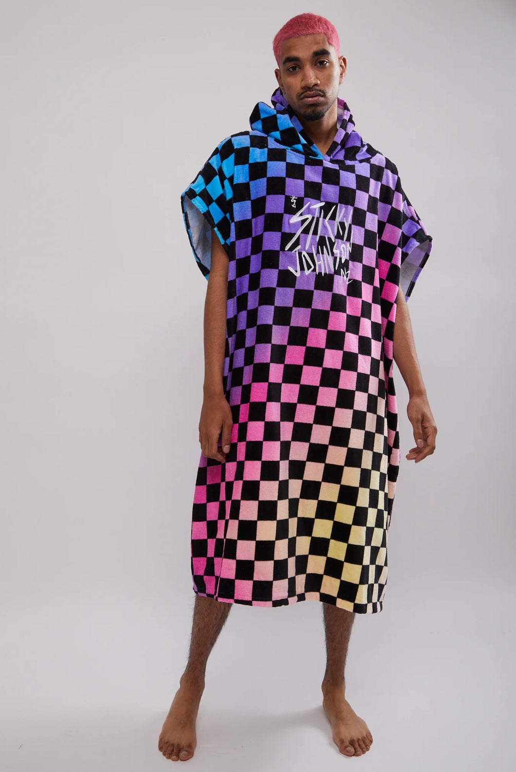 GRADIENT CHECKER HOODIE TOWEL - med