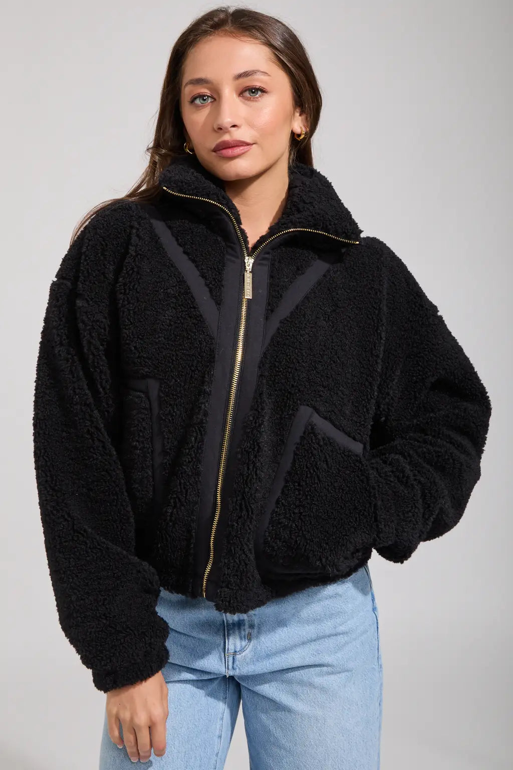 AVA TEDDY JACKET - BLACK