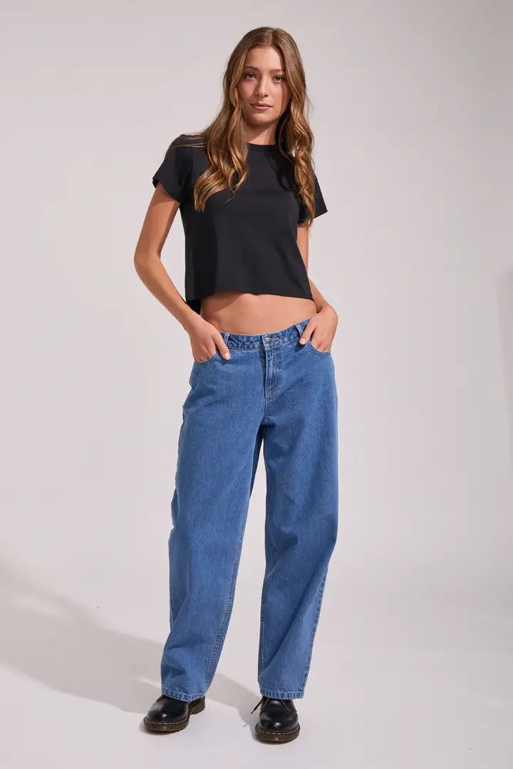BETHANY BAGGY LOW RISE JEAN - MIDDY BLUE