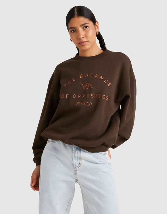 BOLD RVCA VINTAGE CREW - CHOCOLATE
