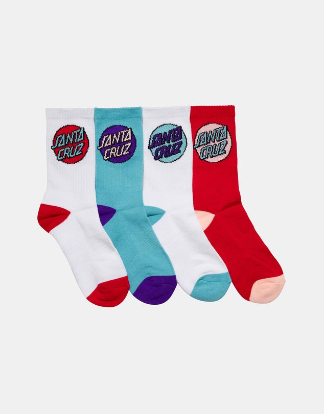 OTHER DOT CREW SOCK 4 PACK - RSE/WHT/TRQSE - GIRLS