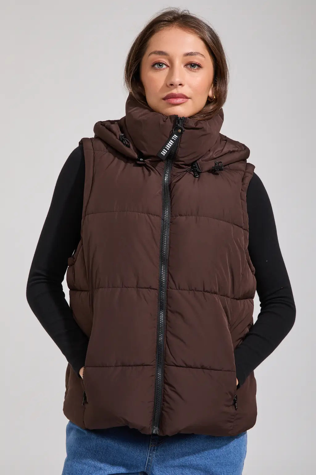 REMI LUXE PUFFER VEST - brown