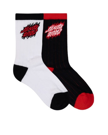 FLAMED STACK UPSIDE DOWN CREW SOCK 2 PACK - KIDS