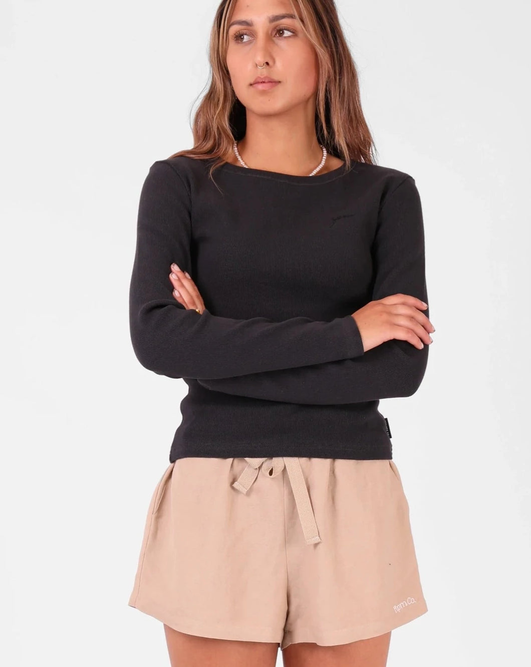 MID WEIGHT RIB TOP - WASH BLACK