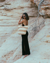 Load image into Gallery viewer, HAILEY STRAW BEACH BAG - Nat/Caramel
