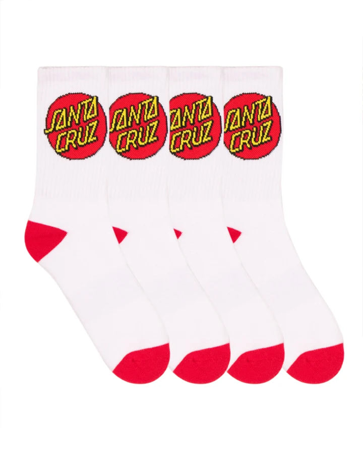 CLASSIC DOT 4 PACK CREW SOCKS - WHITE