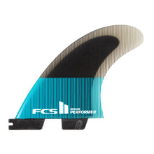 Load image into Gallery viewer, FCS II PERFORMER PC TRI  FINS - TEAL/BLACK

