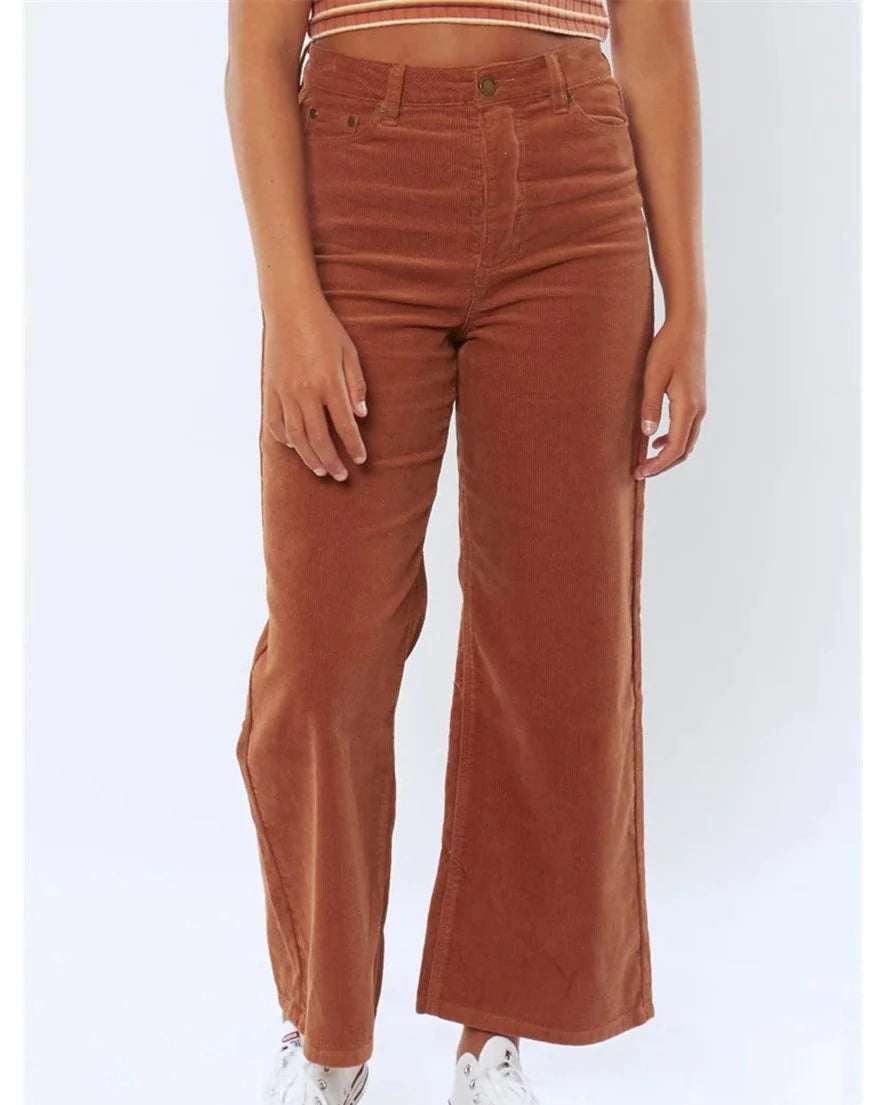 POPPY WOVEN CORD PANT - HENNA