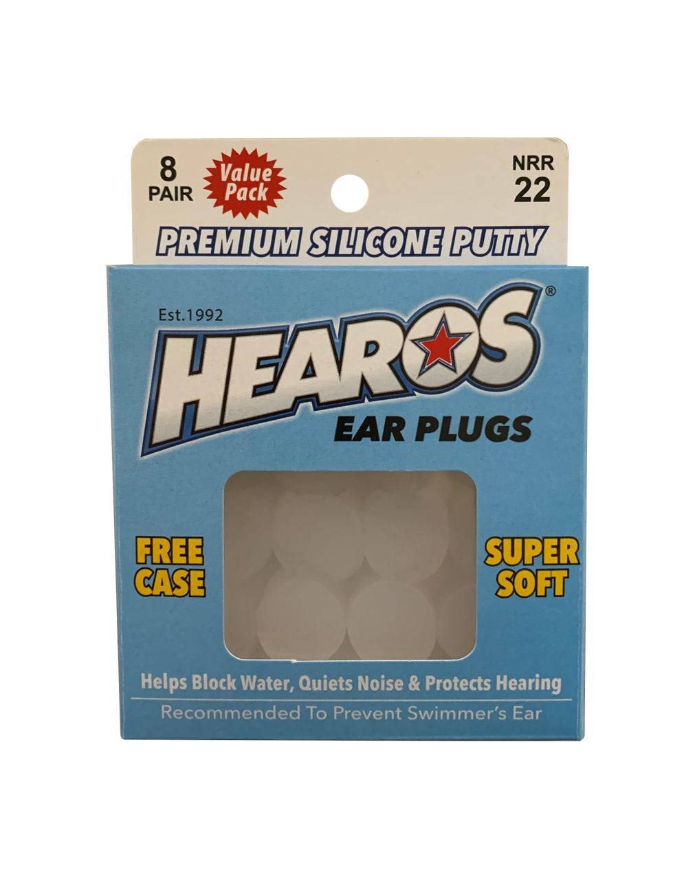 HEAROS MULTI-USE SILICIONE EARPLUGS - 8 PAIRS