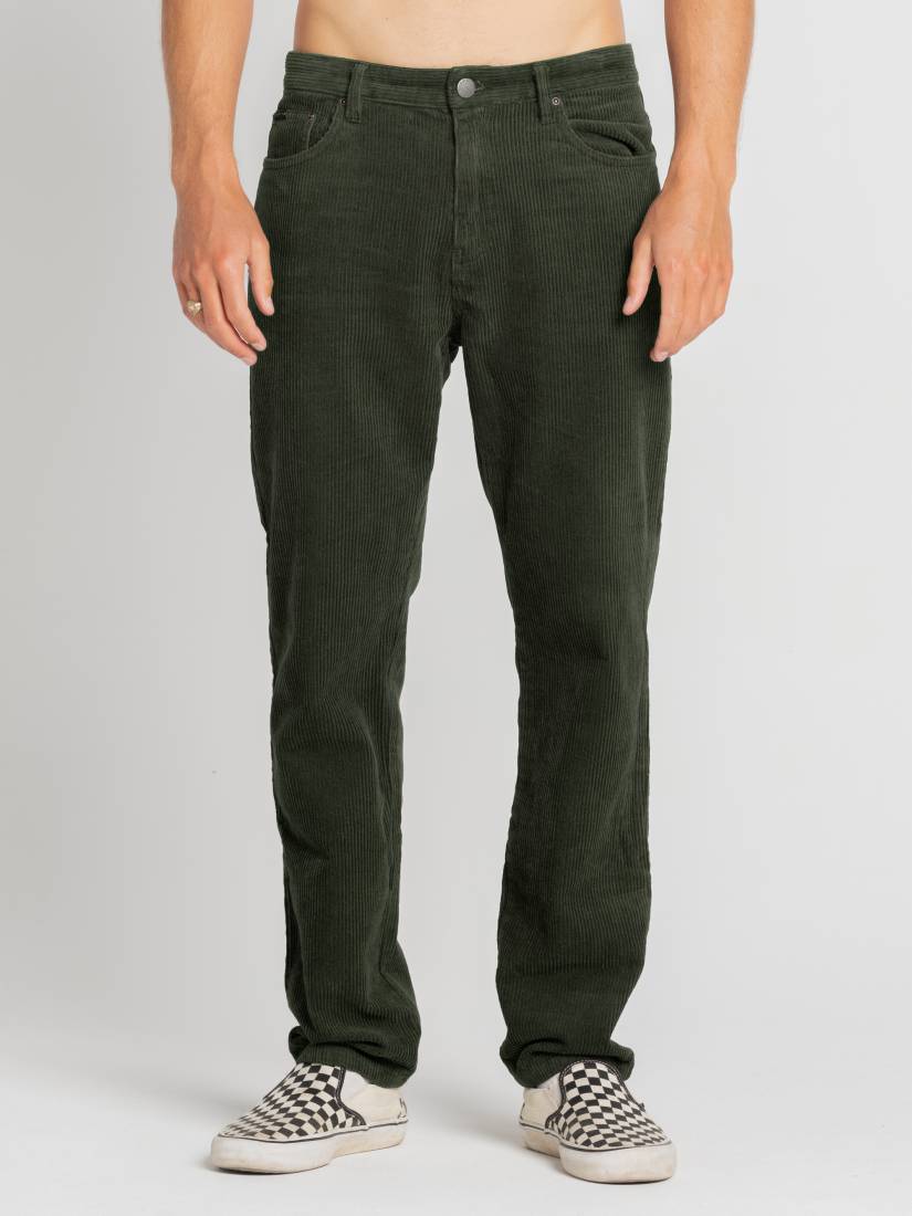 Rifts 5 Pocket Straight Fit Cord Pant - Dark Army