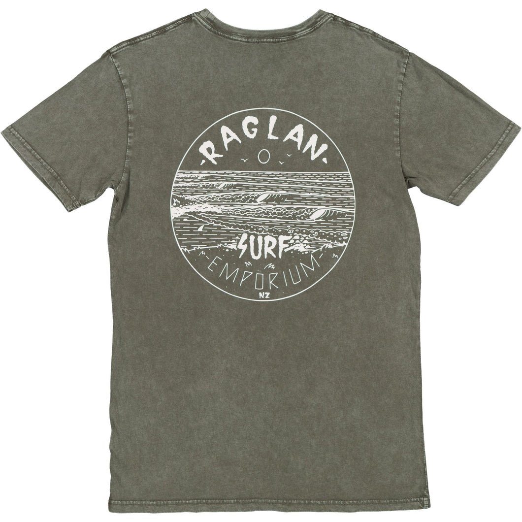 RSE STONE WASH TEE - MOSS STONE