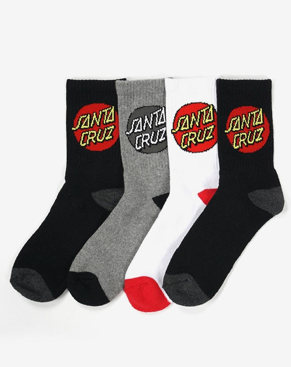CLASSIC DOT YOUTH 4 PACK CREW SOCKS - MULTI BLK/WHITE/GREY
