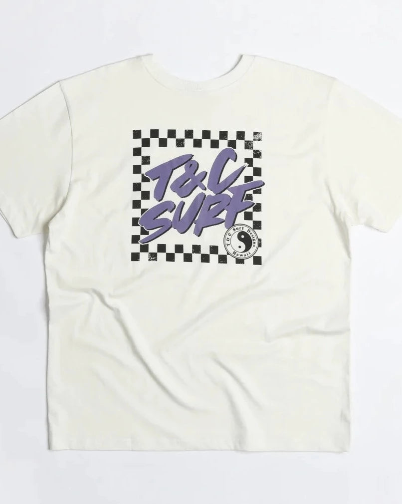 BOYS BOARDER CHECK TEE - BONE
