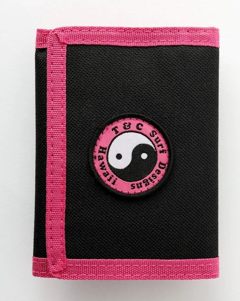 NYLON VELCRO WALLET - BLACK/PINK