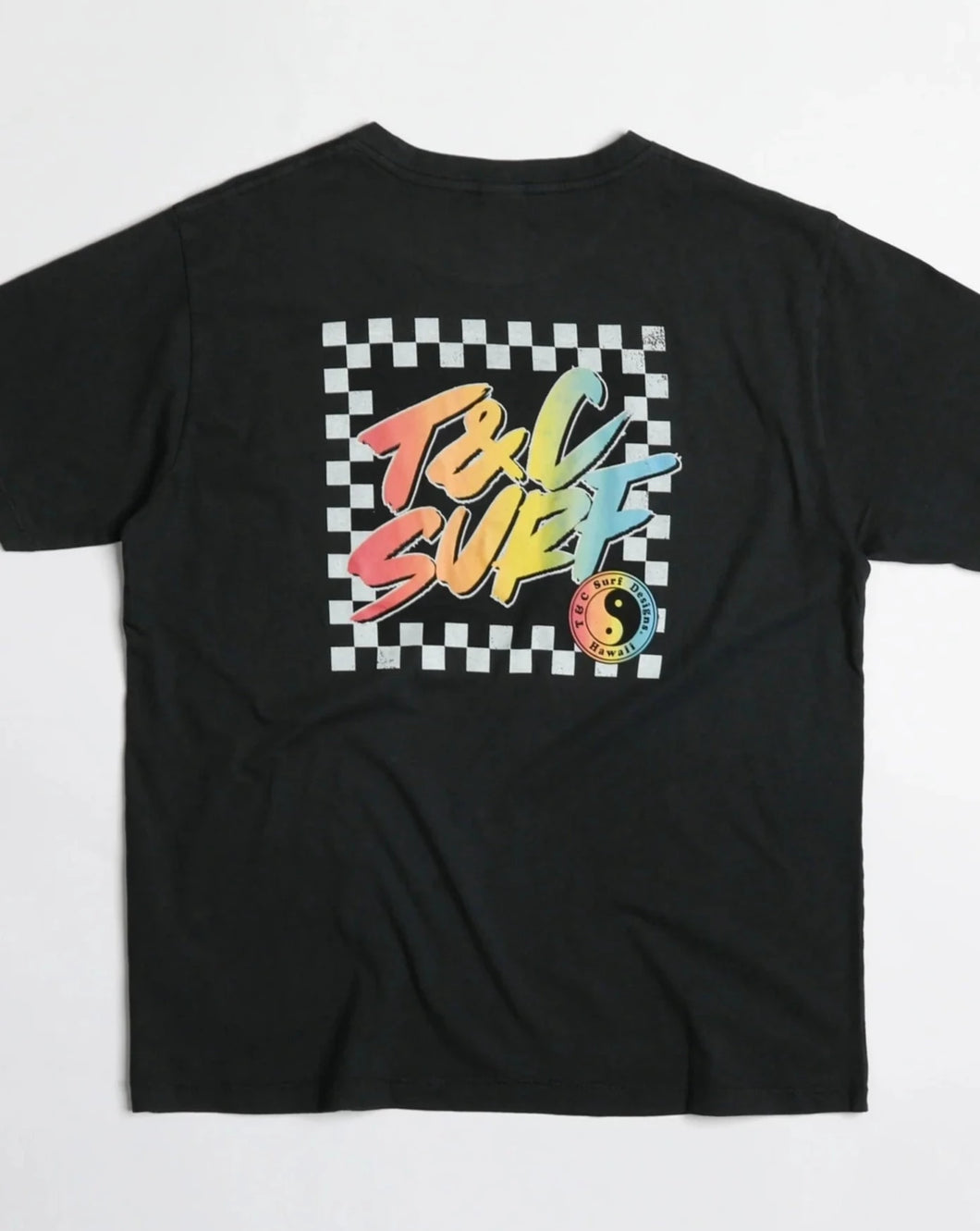 BORDER CHECK TEE - WASHED BLACK