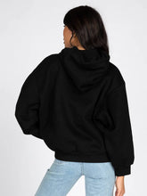 Load image into Gallery viewer, RUSTY SCRIPT OVERSIZE HOODED FLEECE - BLACK
