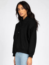 Load image into Gallery viewer, RUSTY SCRIPT OVERSIZE HOODED FLEECE - BLACK
