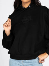 Load image into Gallery viewer, RUSTY SCRIPT OVERSIZE HOODED FLEECE - BLACK
