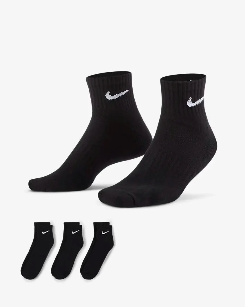 EVERYDAY CUSHIONED ANKLE SOCKS (3 PAIRS) - BLACK
