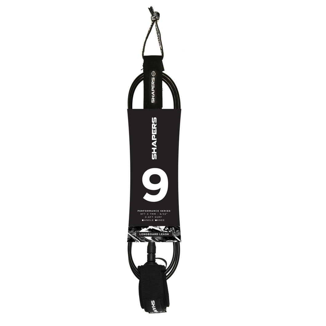 9FT SHAPERS ANKLE LONGBOARD LEASH - BLACK