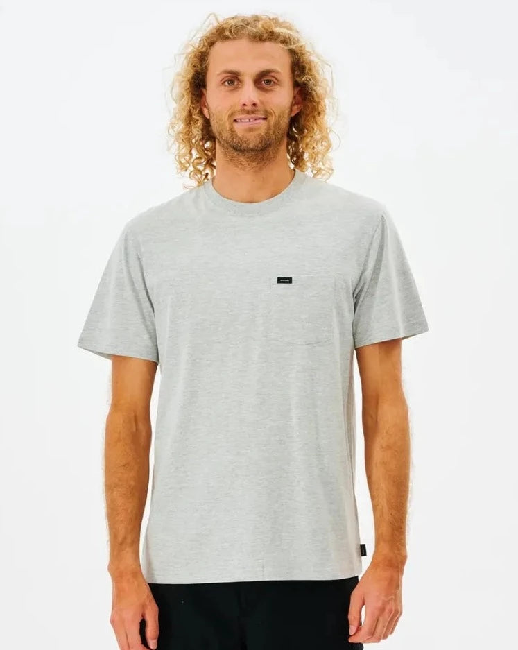 PLAIN POCKET TEE - Grey Marle